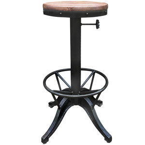 Prix d'usine, tabouret en fer et bois industriel, tabouret de bar moderne rustique avec siège en bois massif pour cuisine, café, restaurant, maison, hôtel - Product Image 4
