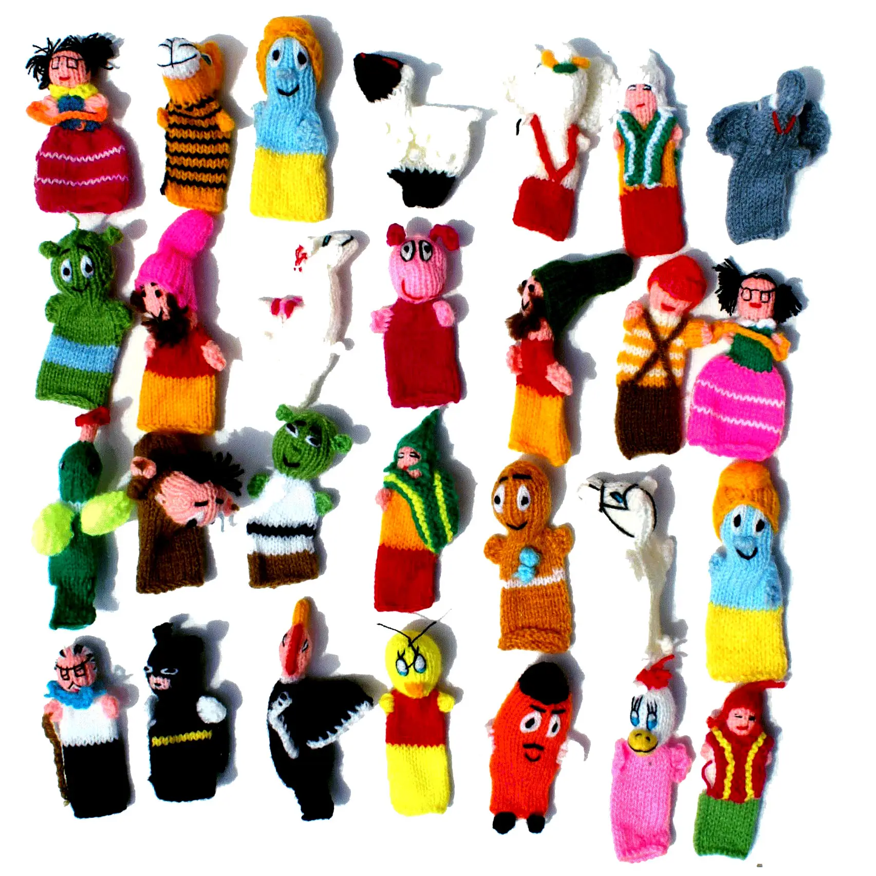Parmak bebek kukla alpaka yünü orijinal renkli desenler güzel tasarım rakamlar hayvanlar, animasyonlu karakterler bebek el oyuncak