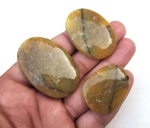 3pcs Aventurine jaune naturelle Pierres précieuses en vrac de qualité incroyable Cabochons lisses pour la fabrication de bijoux faits à la main - Product Image 2