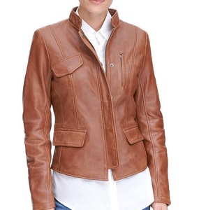Veste de moto pour femme de haute qualité, inspirée du streetwear, en cuir d'agneau, fermeture éclair personnalisée, imperméable, séchage rapide - Product Image 2