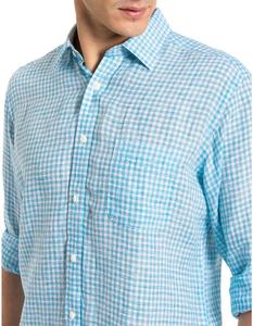 เดรสผ้าฝ้าย100% สำหรับผู้ชายเสื้อเชิ้ตลำลองแขนยาวลายทางแห้งเร็วและระบายอากาศได้ดี - Product Image 4