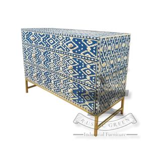 Commode polyvalente en os et incrustations avec cadre doré pour chambre à coucher, salon, cuisine, hôtel, salle à manger, maison et bureau - Product Image 3