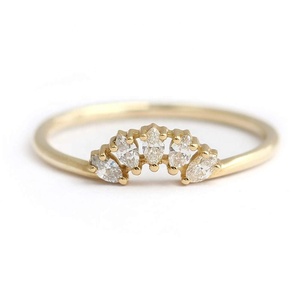 Gioielli LOZRUNVE Boho 925 in argento Sterling <span class=keywords><strong>cinque</strong></span> CZ corona curva Marquise impilata anello a grappolo di fidanzamento - Product Image 1