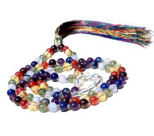 Top Grade 7 Chakra Naturel Arc-En-Mala Perles 108 Guérison Cristal Pierre Collier Unisexe pour Hommes et Femmes pour Cadeau - Product Image 3