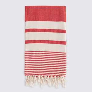 ผ้าขนหนูชายหาดผ้าฝ้าย100% ทอด้วยกันขนาด100x170ซม. ผ้าตารางลายทางผ้าดิบแห้งเร็วขอบสองด้านสำหรับใช้ในบ้าน - Product Image 1