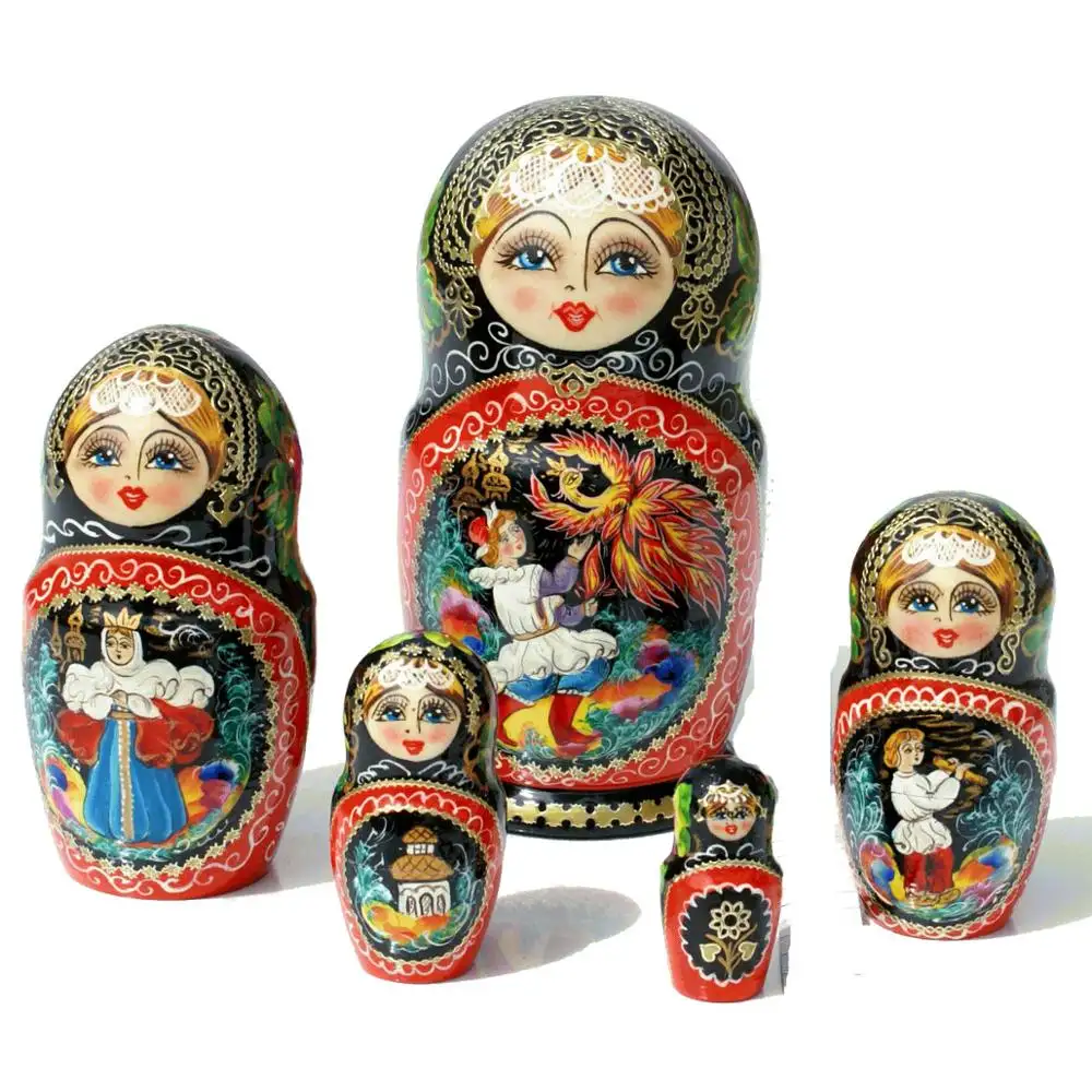 Machtroshka peint à la main, grande et élégante, en bois, avec ornement ethnique, artisanat russe, vente en gros, russie