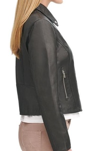 Chaqueta de cuero para mujer de otoño e invierno, fábrica personalizada, 100 por ciento, cuero de oveja, poliéster, moda, ropa para mujer - Product Image 5