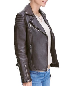 Promo Chaqueta de cuero de moda para mujer, prendas de vestir exteriores de motorista, piel de cordero genuina suave, ropa de moda elegante y cómoda para todas las estaciones - Product Image 4