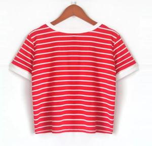 T-shirt à manches courtes et col rond pour femmes, à rayures blanches, en coton, grande taille, Collection du Bangladesh, été, - Product Image 2