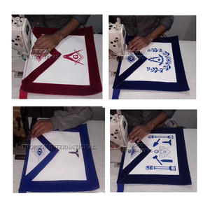 Nouveau tablier en cuir d'officier de loge bleu maçonnique fabriqué à la main avec patch brodé bleu Regalia artisanat de couture et de couture - Product Image 5