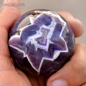 Esfera de Cristal de Amatista Natural |   Esfera de Gema de Amatista Chevron, Piedra Curativa |   Artículo de Decoración para el Hogar, Regalo de Meditación - Product Image 5