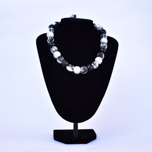 Large <b>Beads</b> <b>Necklace</b> - Black and White Unique Handmade Collection - Product Image 1