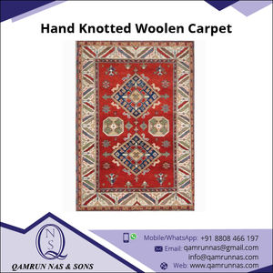 Alfombra de lujo de lana anudada a mano Tufting de algodón para baño Alfombra de sala de estar de color rojo - Product Image 2