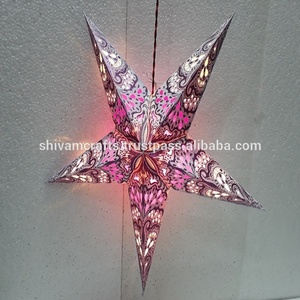 Laxmans Paper <b>Star</b> Lantern <b>Hanging</b> Handicraft Eco-Friendly Reusable 60cm Printed Traditional Multi Pattern Christmas Decoration - Product Image 3