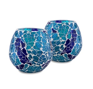 Porte-bougie votive en or Bougeoirs en verre Mosaïque Photophore décoratif en verre Porte-bougie votif Décoration d'éclairage de bol - Product Image 2