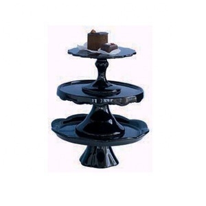 Set of Three Black Enamel <b>Metal</b> Cake Stands Low MOQ Direct Factory Sale Fancy Design for Decorative Purpose <b>Box</b> Packing - Product Image 1