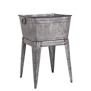 Macetero de almacenamiento cuadrado galvanizado grande con soporte para plantas, soporte de fuente para decoración del hogar - Product Image 1