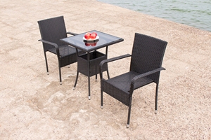 PE Poly Mimbre Ratán Exterior/Muebles de jardín-Bistro 2s con silla apilable - Product Image 3