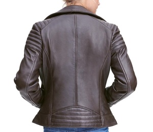 Promo Chaqueta de cuero de moda para mujer, prendas de vestir exteriores de motorista, piel de cordero genuina suave, ropa de moda elegante y cómoda para todas las estaciones - Product Image 6