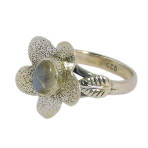 Anillo Vermeil de eternidad de Plata de Ley 925 auténtica con flor de piedras preciosas de labradorita accesorio de fiesta de boda hermoso de moda - Product Image 2
