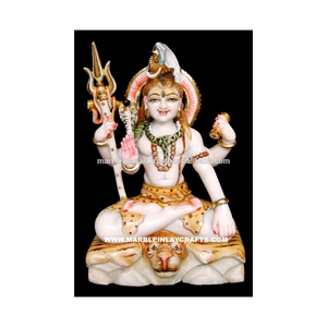 Shiva White Marble Statue, White Makrana Marble Shiva Statue - Product Image 1