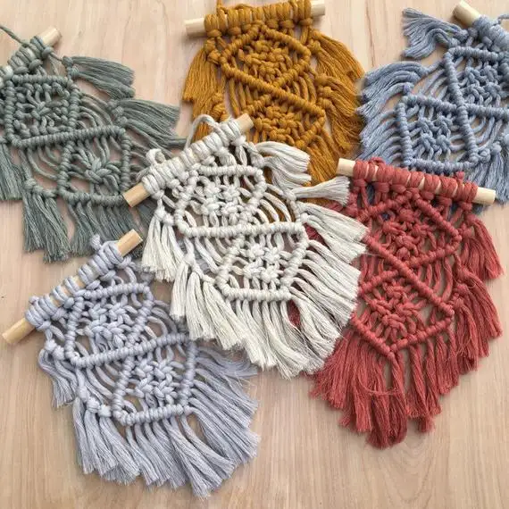 Colorful Mini Macrame Wall Hanging Hand Made Cotton Woven Tapestry Decorative Wall Hanging