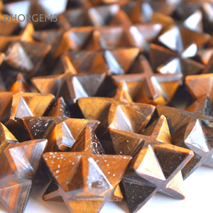 หินคริสตัลกึ่งมีค่าสำหรับแกะสลักรูปดาว Merkaba ดวงตาเสือสีเหลืองธรรมชาติสำหรับการรักษาเรกิดินรูปปั้นเมอร์คาบาขนาดเล็ก - Product Image 2