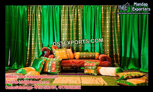 Telones de Fondo para Ceremonias Punjabi Sangeet, Telones de Fondo de Terciopelo Azul Bordado, Telón de Fondo para Bodas Reales - Product Image 6