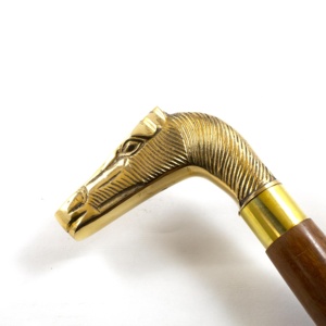 Mango de latón y aleación Bastón de madera Bastón con forma de cabeza de caballo Perilla Manijas de agarre Imitación antigua Tema náutico - Product Image 3