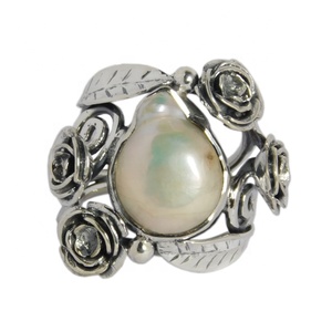 แหวนพลอยมุกน้ำจืดที่มีชื่อเสียงทำด้วยมือแหวนเงินสเตอร์ลิงเครื่องประดับ925 - Product Image 2