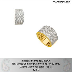 แหวนเพชรทองคำขาว18kt ผู้ชายเครื่องประดับหรูหราสำหรับผู้ชาย - Product Image 6