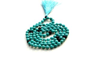 สร้อยคอหินลาวา8มม. ประดับด้วยลูกปัดหินสีเทอร์ควอยซ์ได้รับการรับรองว่าเป็นงานสำหรับชาวพุทธ - Product Image 6