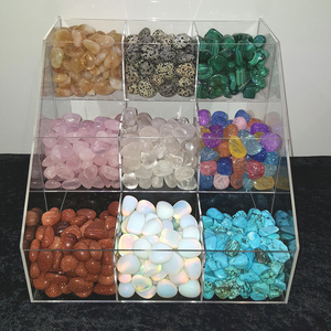transparent 3 tier Acrylic Display Stand for Tumbled Stones plexiglass display storage box