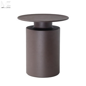 Vintage Industrial Small Aluminium <strong>Round</strong> Chair <strong>Side</strong> End Service <strong>Table</strong> Matte <strong>Black</strong> Coffee <strong>Side</strong> <strong>Table</strong> for Living Room - Product Image 2
