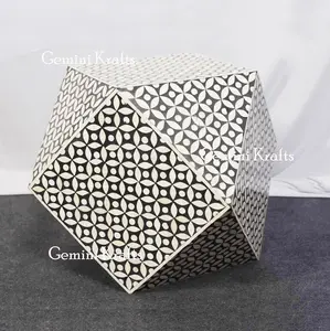 hexagonal Bone Inlay Coffee Table, Bone Inlaid coffee Table