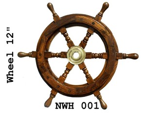 โบราณ Nautical ออกแบบทำด้วยมือไม้เรือล้อ - Product Image 1