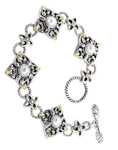 De joyería de la perla natural de la joyería de la plata esterlina 925 fabricante dual chapado en acabado antiguo perla pulsera - Product Image 3