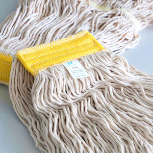 Recharge de remplacement de tête de serpillière en coton, professionnel, industriel, réutilisable, code couleur, extrémité bouclée - Product Image 2