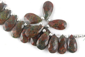 Haute qualité à la main Briolette à facettes poire vert naturel Unakite jaspe perles de pierres précieuses pour la fabrication de bijoux en gros - Product Image 5