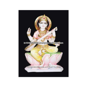 Handmade Colored Marble Saraswati Maa Statue - Product Image 1