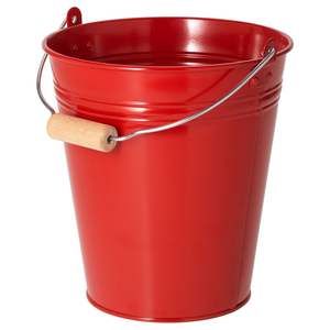 Maceta roja de metal galvanizado con asa - Product Image 1