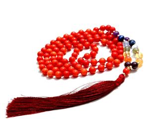 Joyería de Yoga de Moda, 7 Chakras, 108 Cuentas de Mala Espirituales, Collar de Mala de Coral, Collar de Perlas Curativas, Regalo de Cristal para Mujer/Unisex - Product Image 3