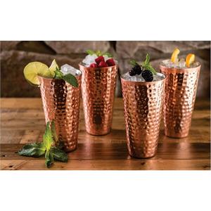 <b>Set</b> of 4 Pcs Copper Tumbler Glass Hammered Finished for Bar Hotel Restaurant Home Drinking Use - Product Image 1