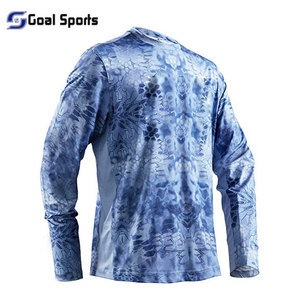 Maillots de pêche de protection en plein air chemises de pêche Ciclismo tissu sublimé personnalisé à manches longues blanc bleu personnalisé - Product Image 2
