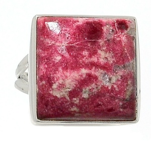 แหวนดีไซน์เนอร์สำหรับผู้หญิงสีชมพู Thulite ตัดตามธรรมชาติ925สีเงินสเตอร์ลิงแข็งสไตล์คลาสสิกสำหรับงานแต่งงาน - Product Image 1