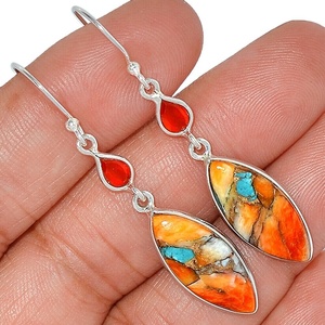 Classic Silver Hub 925 Sterling Silver Copper Oyster Turquoise Gemstone Dangle Earrings <b>Jewelry</b> For Her Women Earrings ODM OEM - Product Image 1