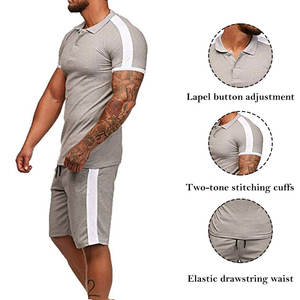 Camiseta deportiva de verano para hombre, Top + Pantalones cortos, conjunto de chándales informales - Product Image 2
