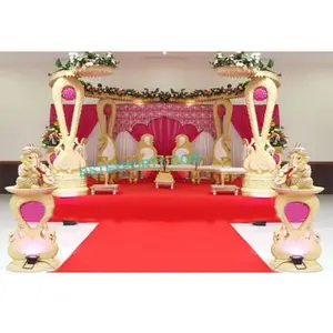 Mandap de Madera para Bodas Indias, Hecho a Mano, con Diseño de Cisne y Pavo Real, Estilo Nuevo, para Australia - Product Image 1