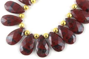Hermosa 1 hebra de calidad superior facetado en forma de pera Briolette Beads Natural Red Jasper Gemstone Making Jewelry - Product Image 4