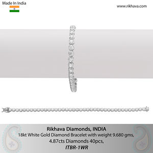 Joyería de mujer 18K oro blanco pulsera de diamantes del vendedor y fabricante indio al mejor precio - Product Image 6